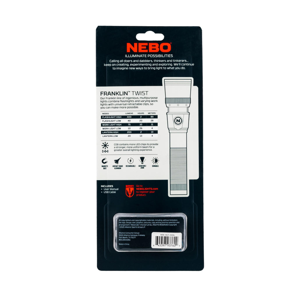 FRANKLIN Twist 400 Lumen Rechargeable Spotlight / Work light