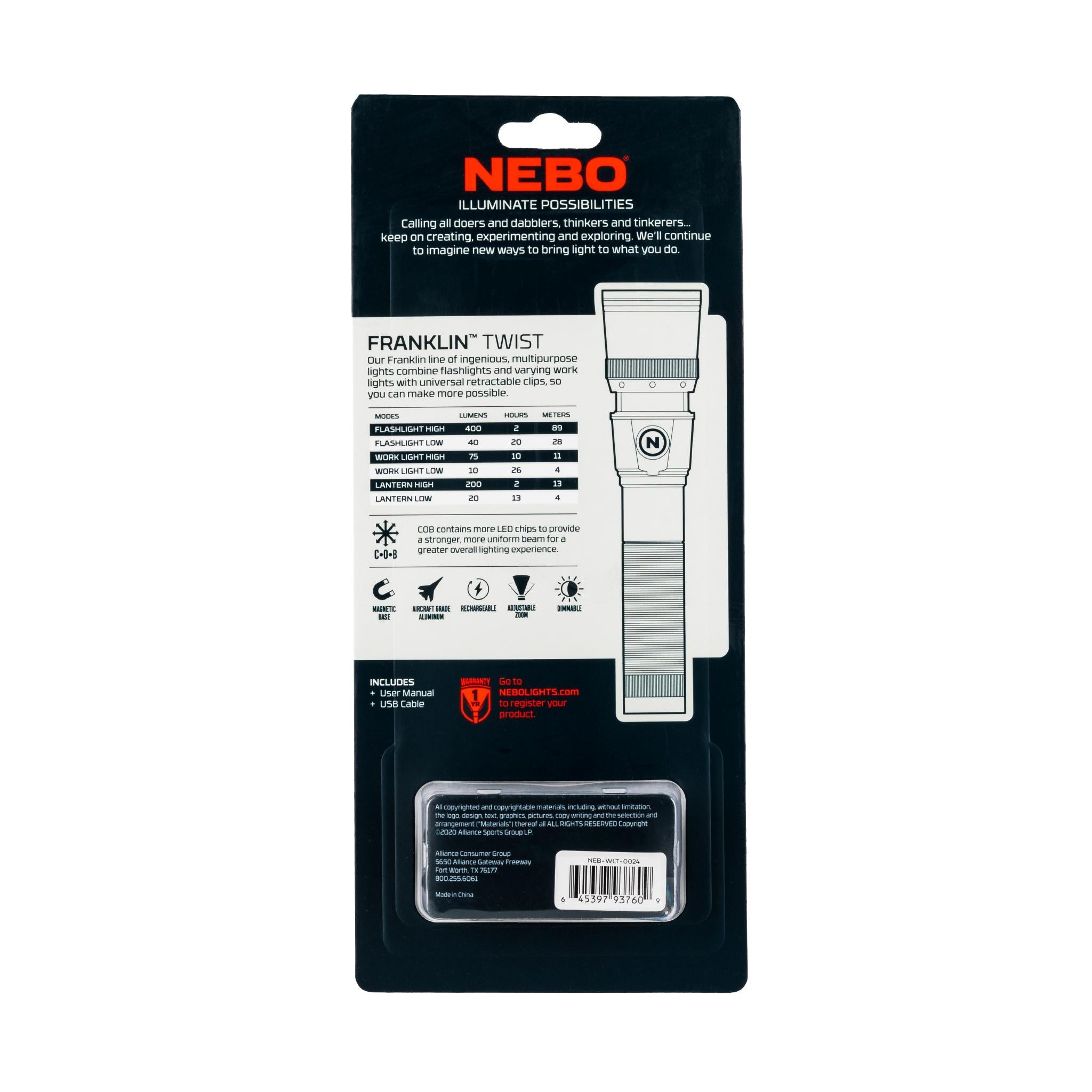 FRANKLIN Twist 400 Lumen Rechargeable Spotlight / Work light